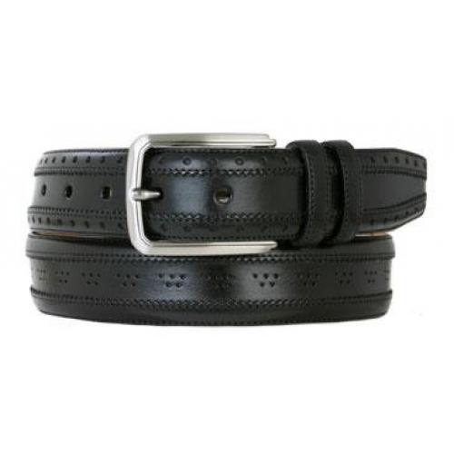 Mezlan Black Genuine Italian Calfskin Belt - AO9045